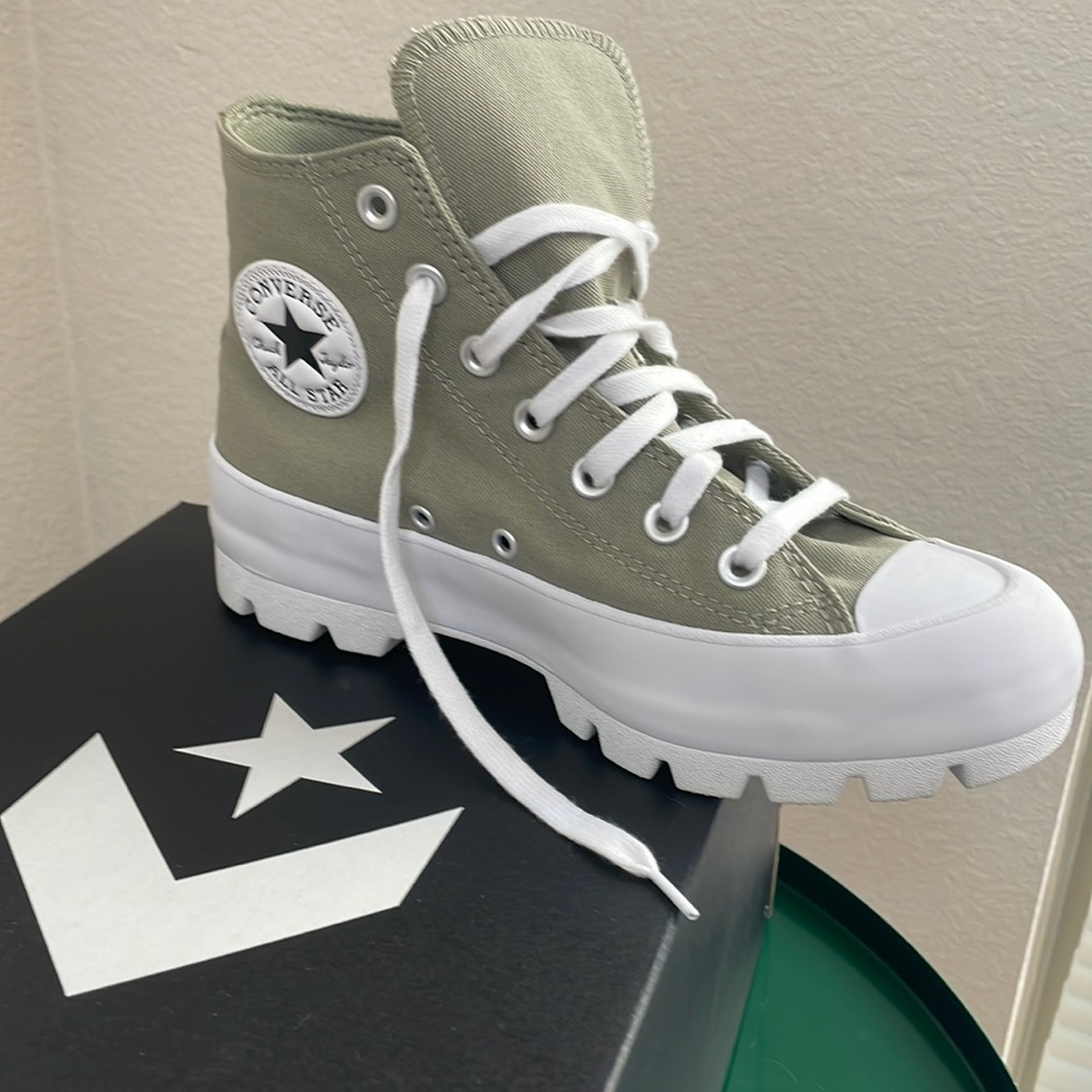Converse High Top Olive Lugged Platform Sneakers